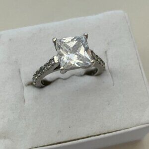 CZ  Square  925 Sterling Silver ring FAS size 4